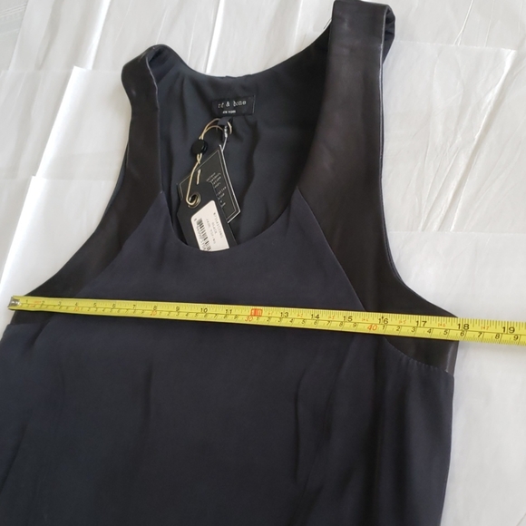 Rag & Bone Leather SILK Tank Top Tunic Black NEW - Picture 6 of 16